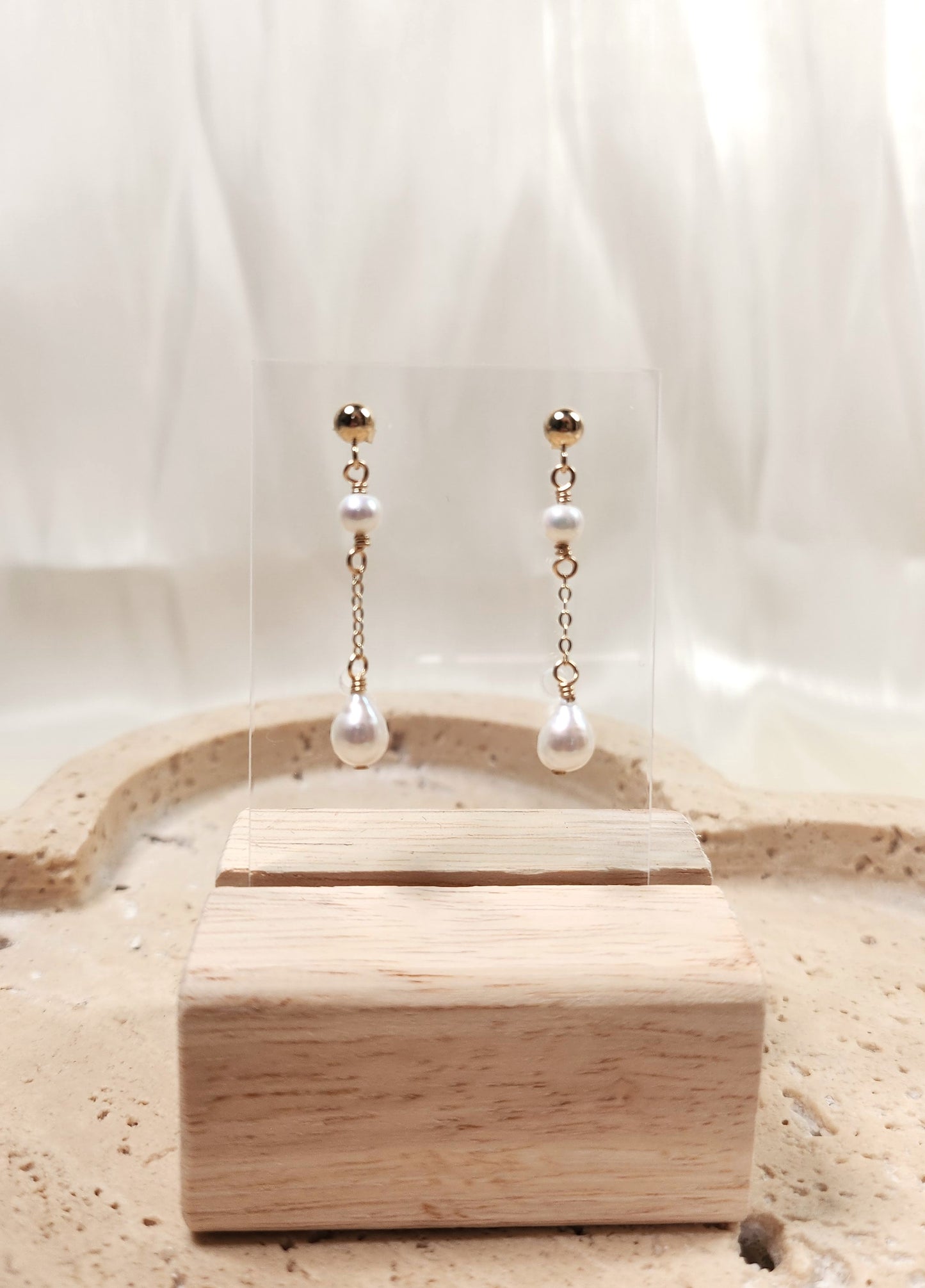 Amila Pearl Chain Drop Earrings