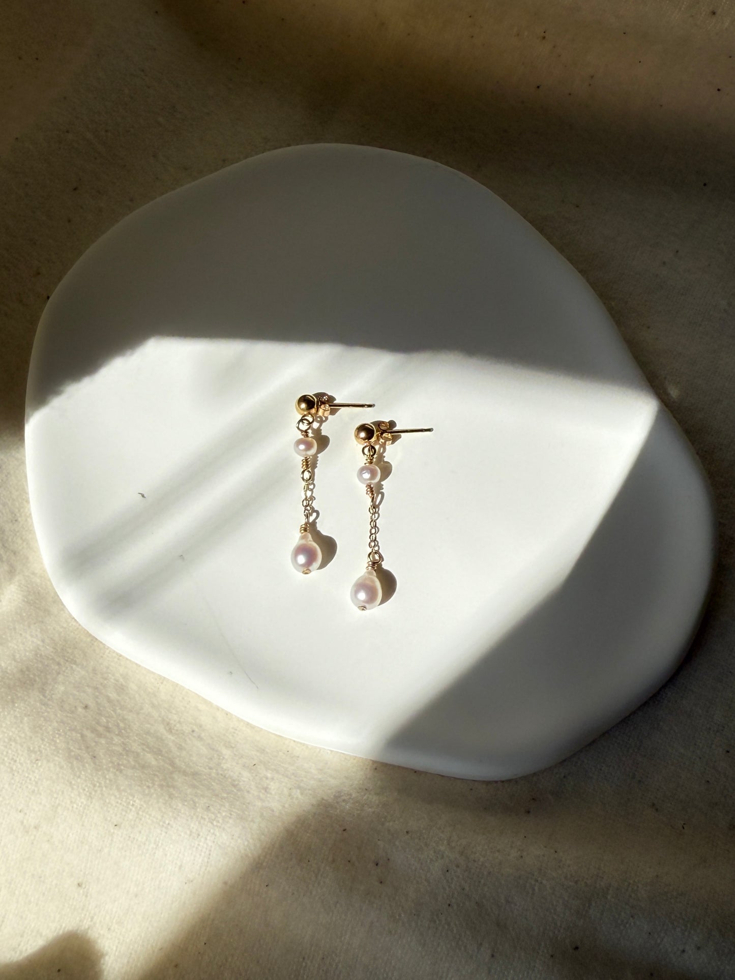 Amila Pearl Chain Drop Earrings