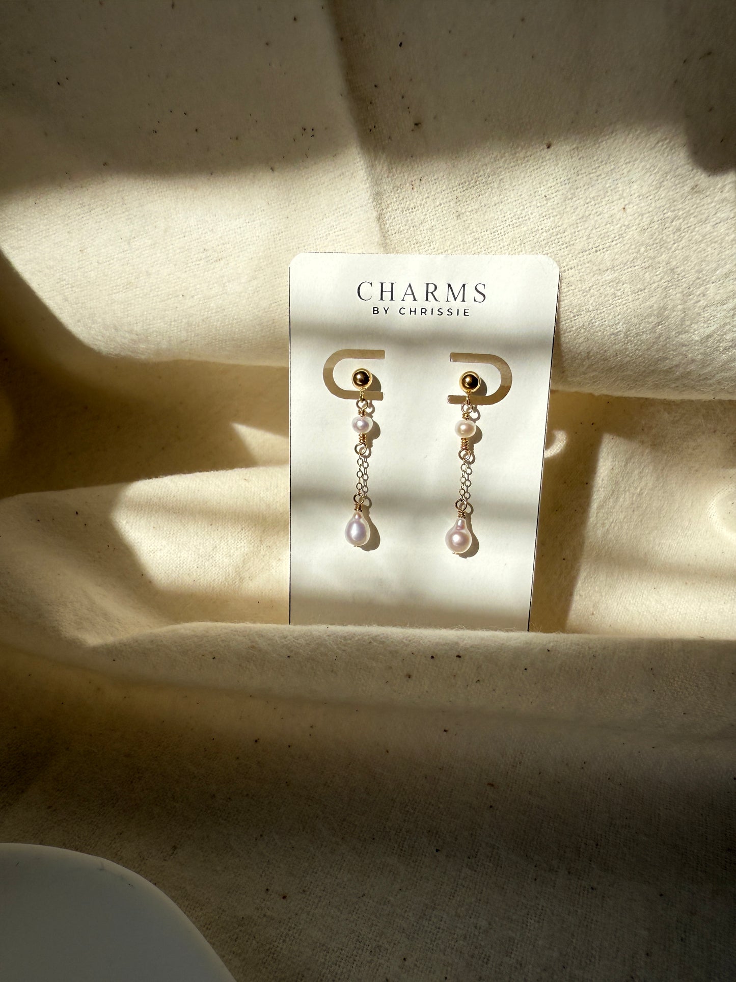 Amila Pearl Chain Drop Earrings