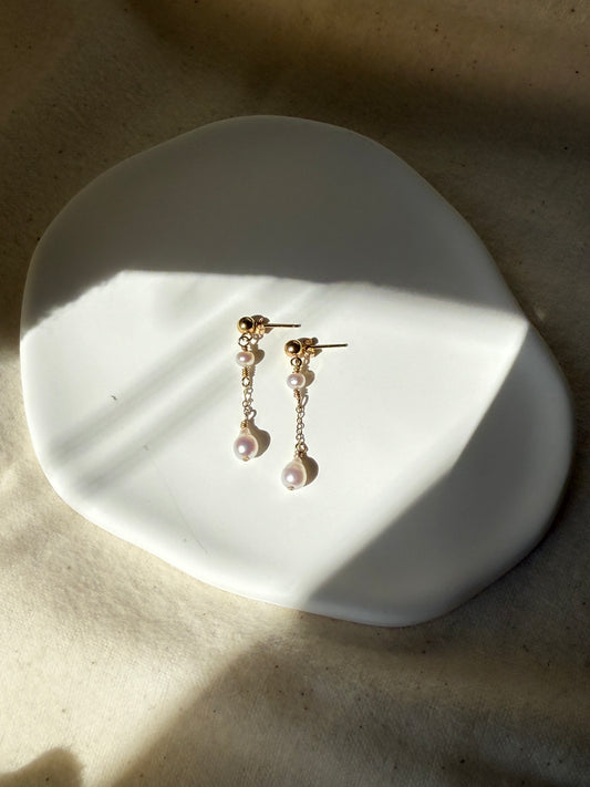Amila Pearl Chain Drop Earrings